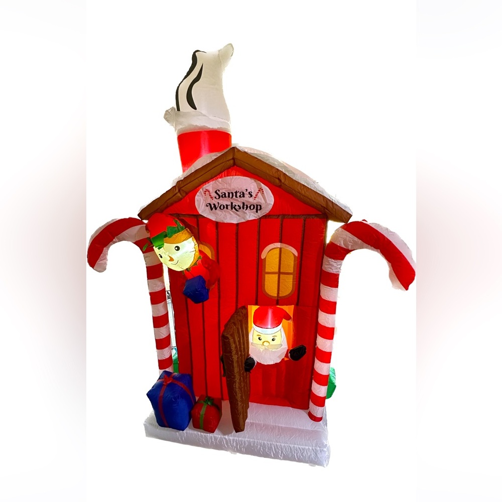 Animated Santa's Workshop Inflatable Christmas Santa Opens Door! RARE HTF Elves